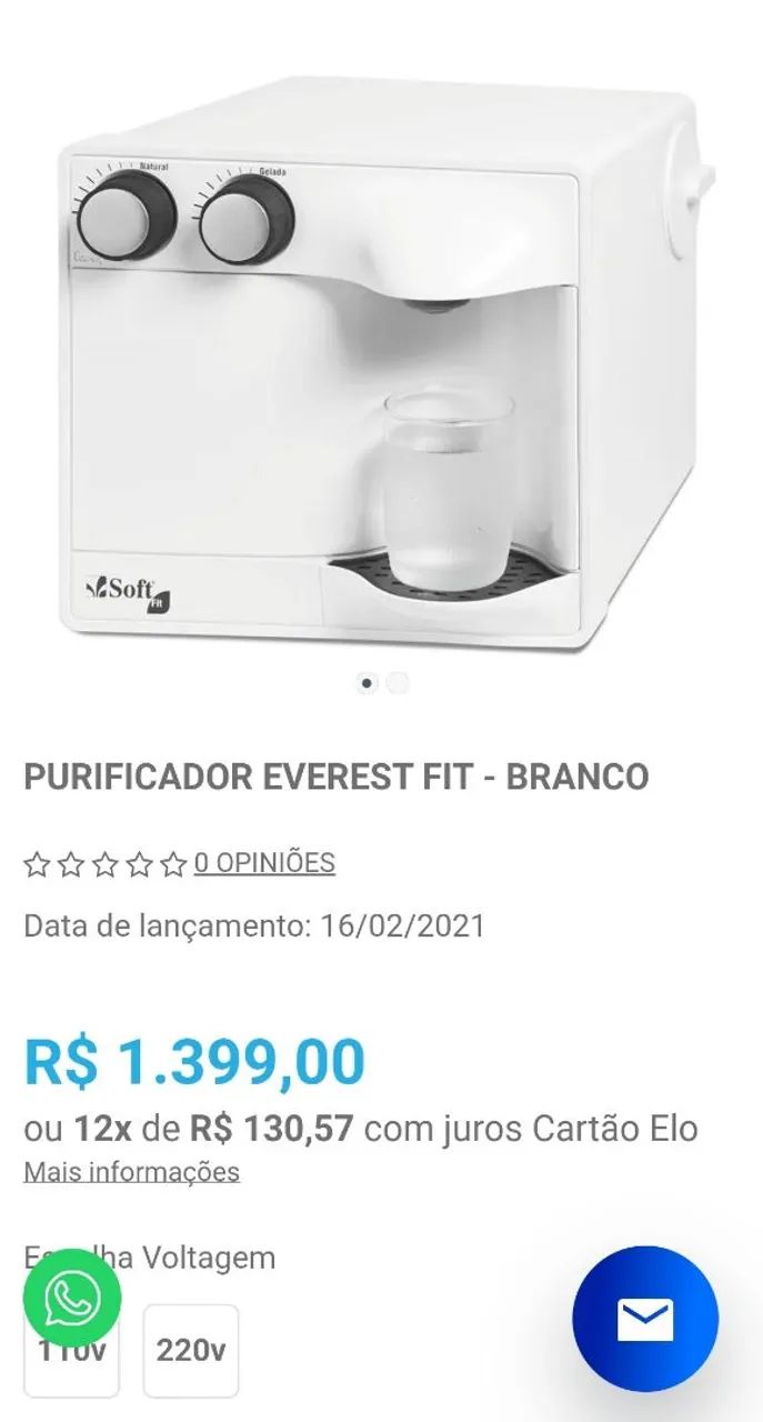 Filtro e purificador Soft branco usado