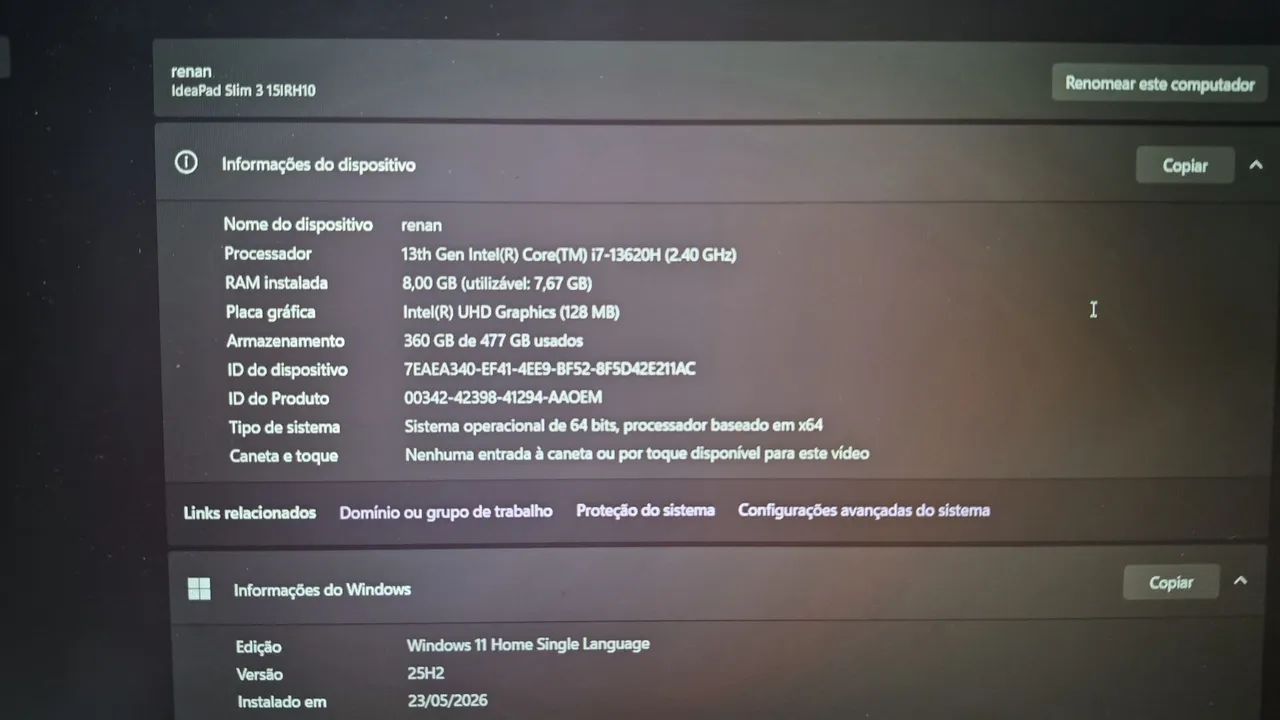 Notebook lenovo