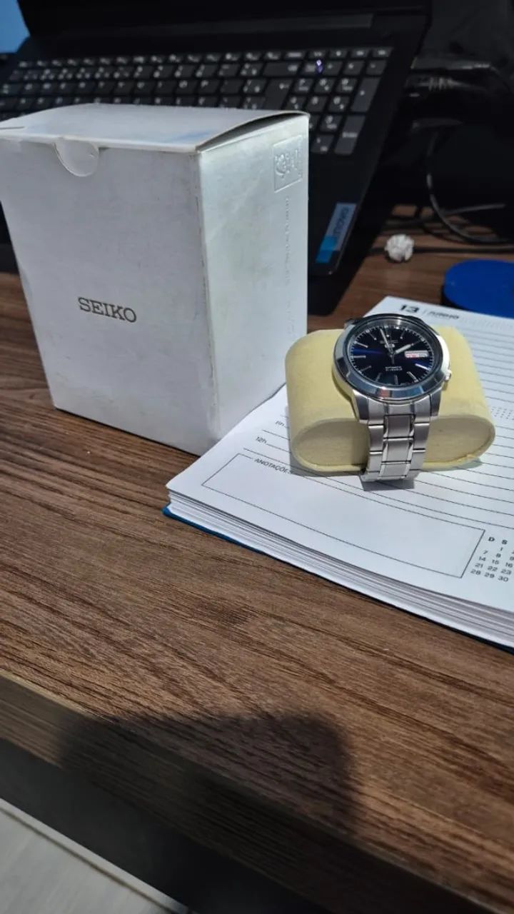 Relógio Seiko 5 Automático Snk357 Azul Tamanho 37mm