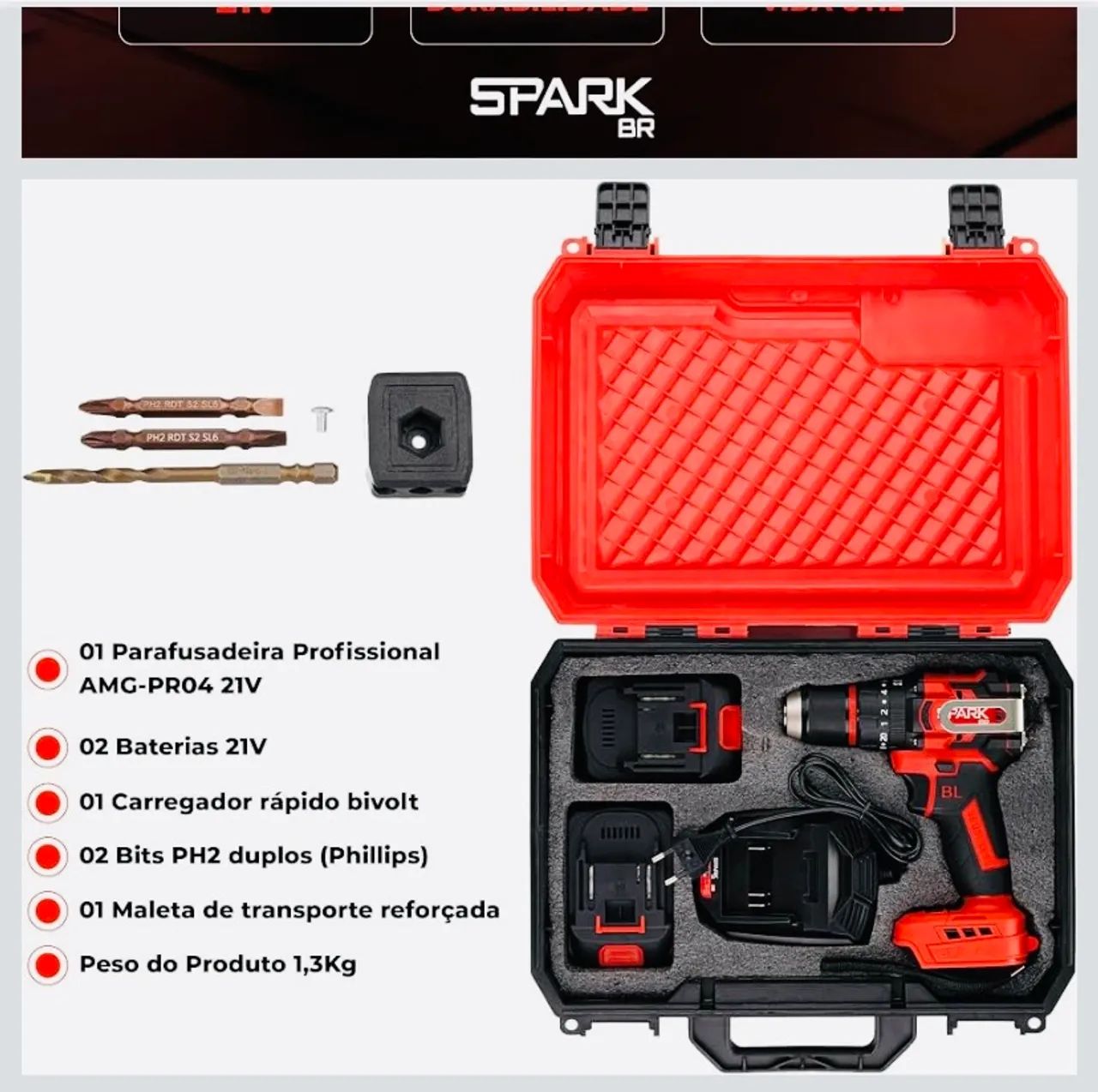 Parafusadeira inpacto SPARK.21V 55NN. - Foto 3