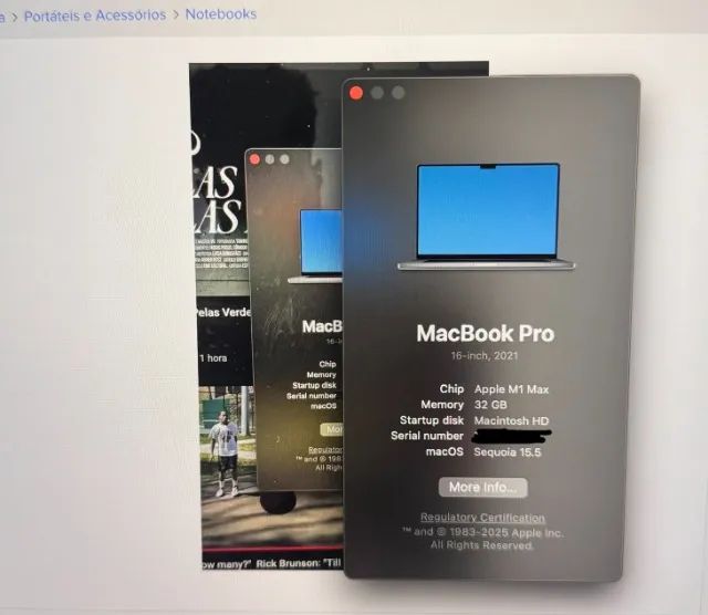 Macbook Pro M1 Max 32gb Ram 1tb Ssd 16 (Usado) - Notebooks - Norte