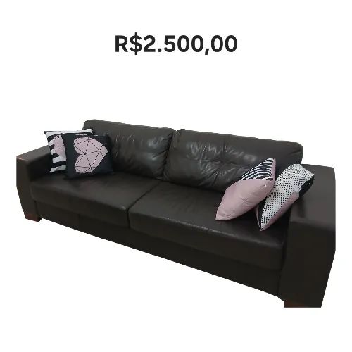 Sofá preto em couro Lider