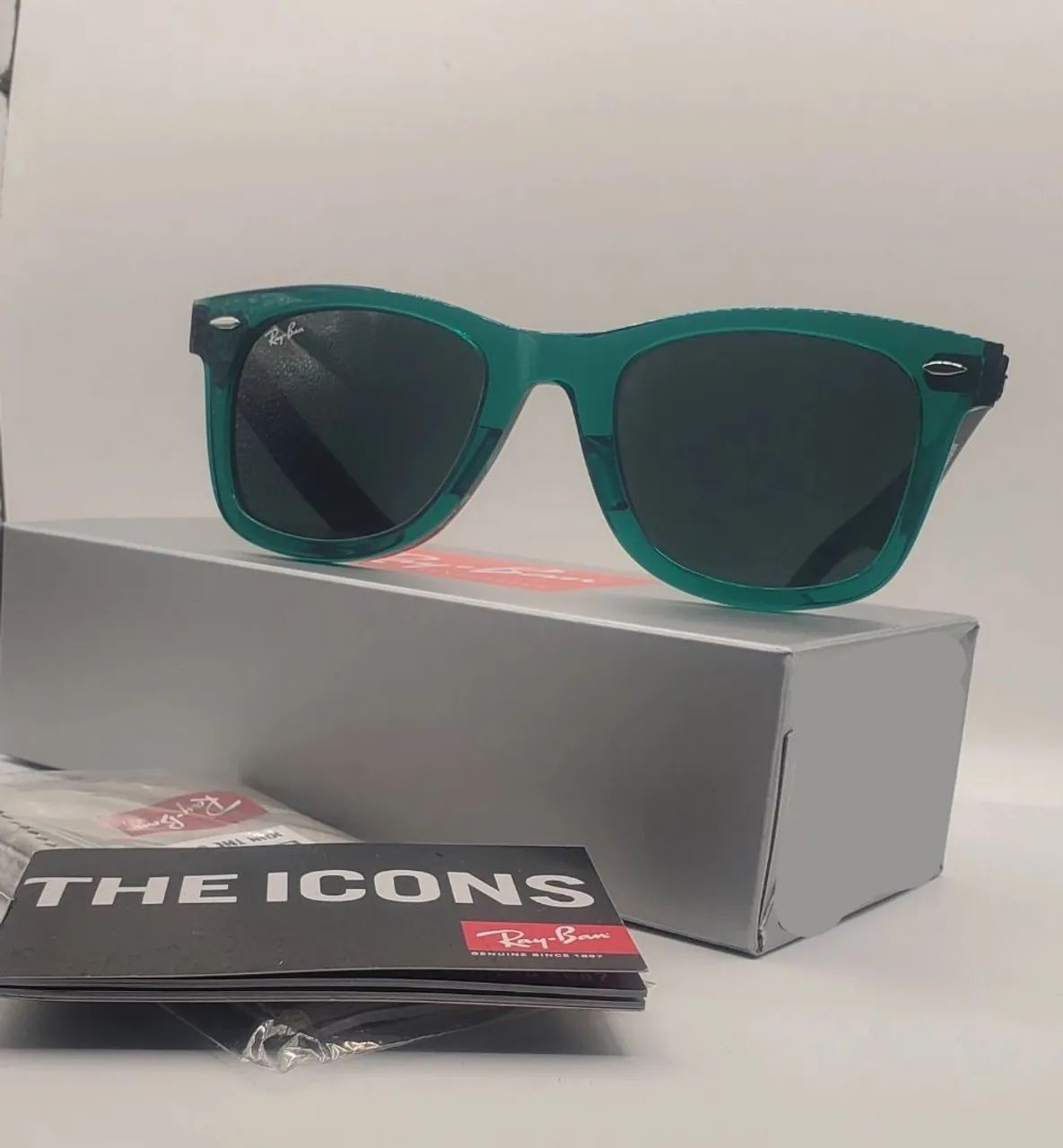 Ray ban wayfarer transparente verde rb2140 oculos de sol green - Foto 5