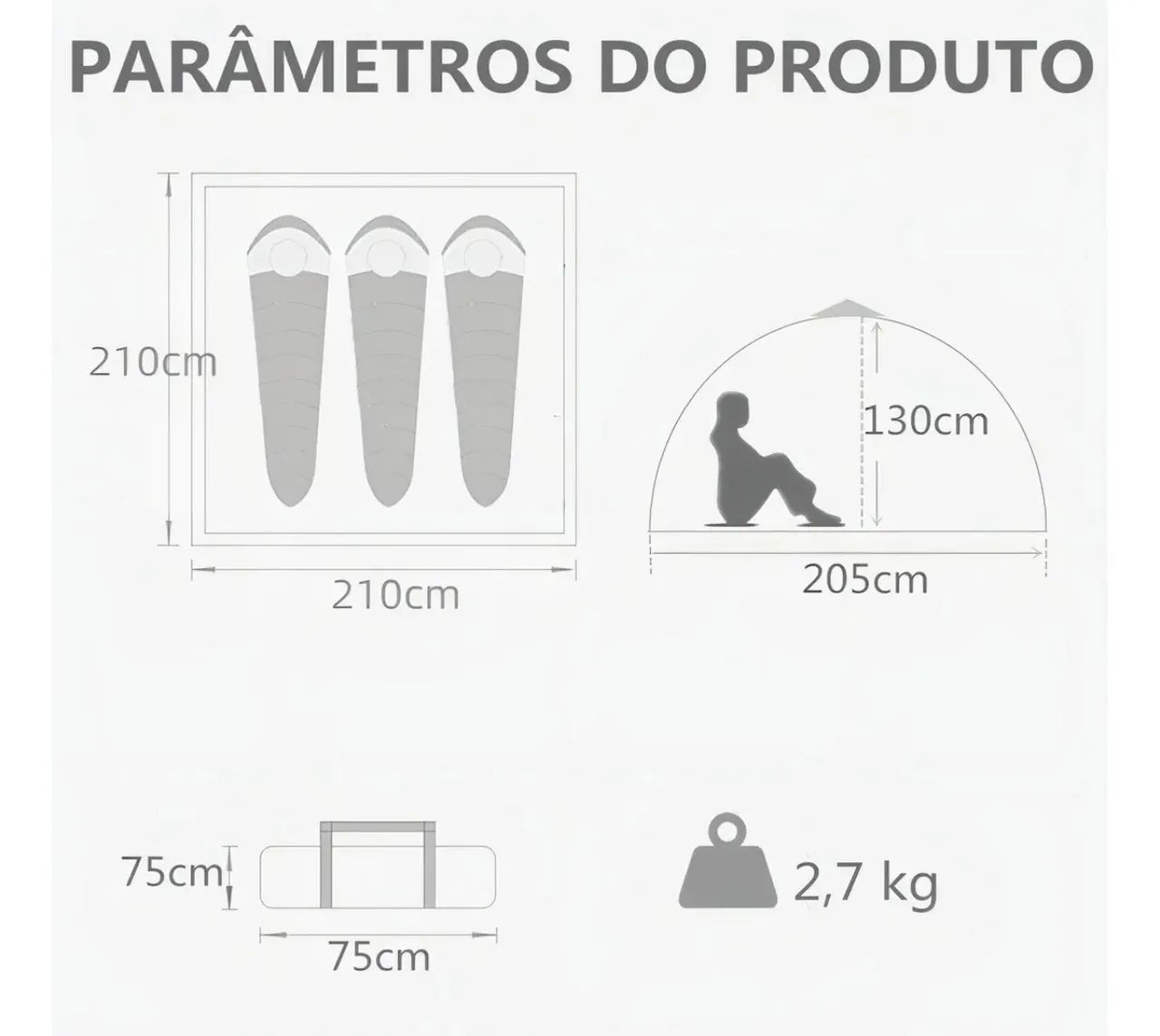 Barraca -  4 Pessoas 210x210cm Ventilada Impermeável 1500mm - Foto 4