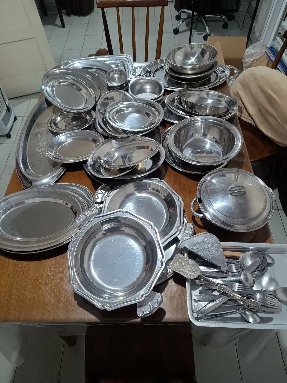 Louças inox 80 itens - Antigos, Tramontina, Gasola, Elmo, Silverplate - Foto 3