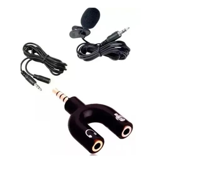 Microfone Lapela Profissional com Extensor Adaptador Celular P3/P2 M2 Preto - Foto 3