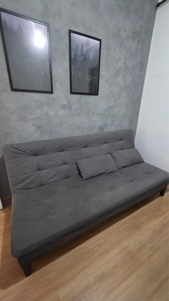 Sofá-Cama Casal Cinza Retrátil/Reclinável - Foto 2