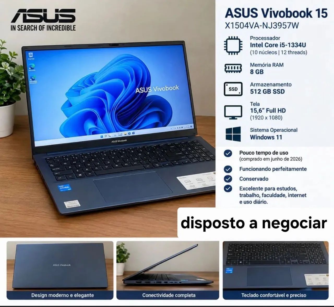 Asus Vivobook 15 512gb 8gb ram i5 - Foto 3