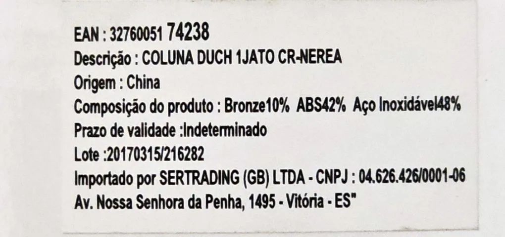 CHUVEIRO (DUCHA) COLUNA CROMADA - NEREA - Foto 4