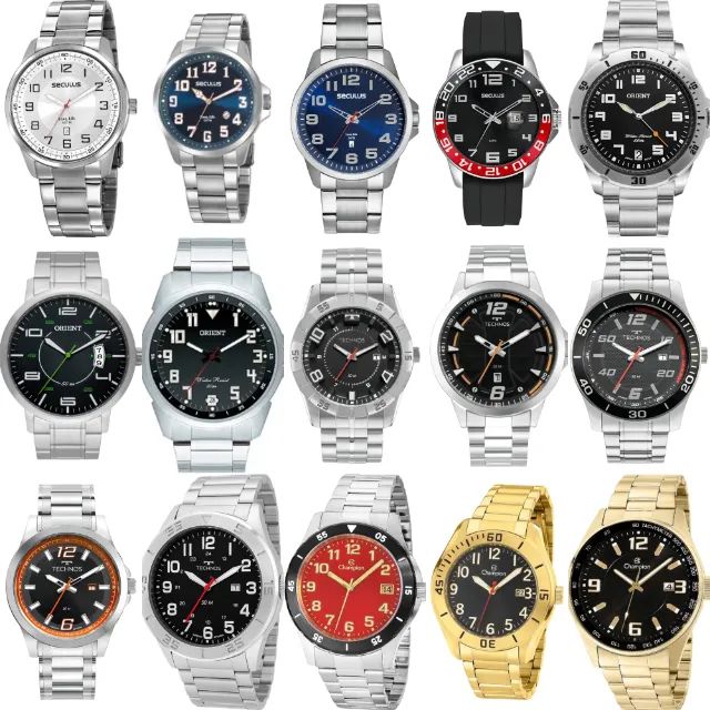 Relógios Seculus, Orient, Technos  e Champion, novos. Originais. Valor: 250,00 reais cada.