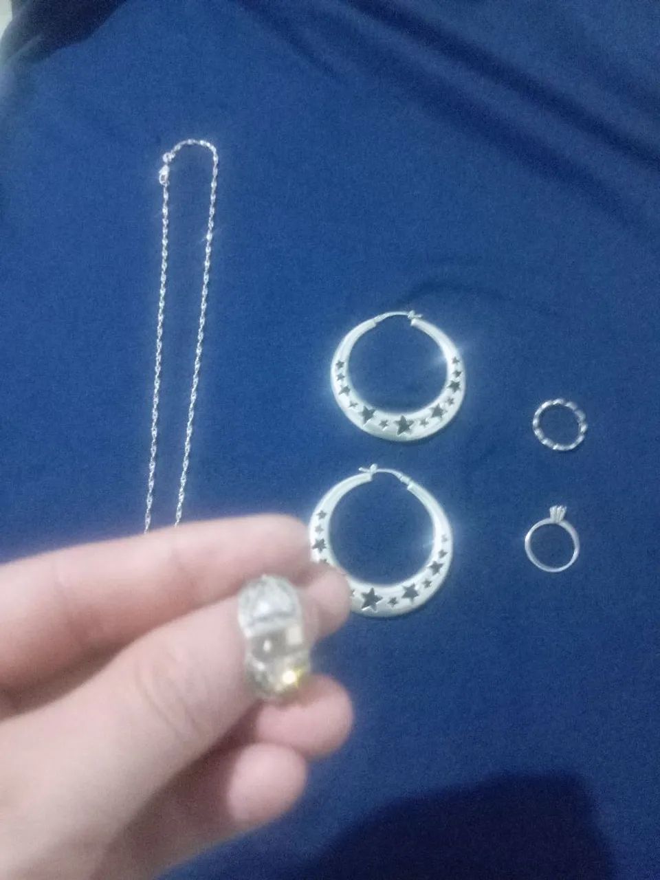 Vendo anéis em prata e um colar em prata 960 - Foto 2