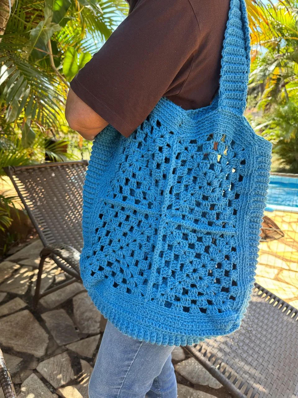 Bolsa Ecobag artesanal em crochê  - Foto 3
