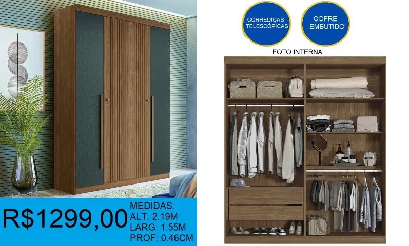 Roupeiro com cofre embutido - entrega gratuita!