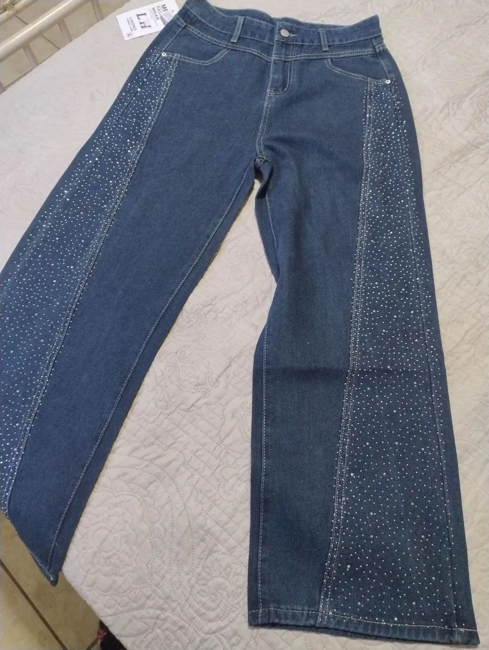 Calça jeans com brilho strass 40 nova - Foto 5