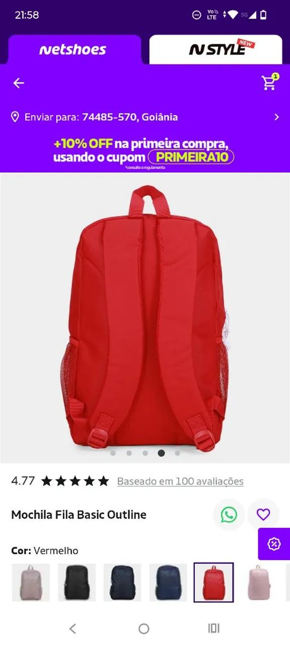 Mochila Fila - Vermelha  - Foto 2
