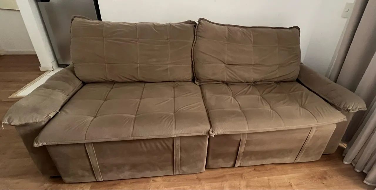 Sofá Cama Casal Retrátil e Reclinável 3 Lugares - Foto 4