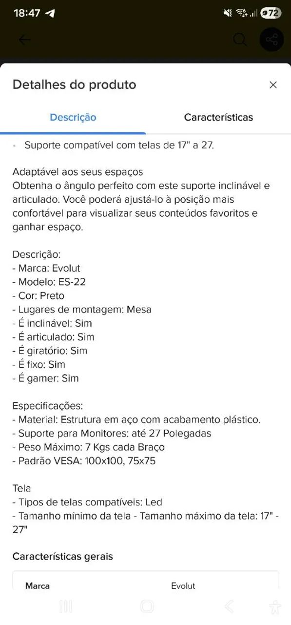 Suporte para 2 monitores Evolut - Foto 3