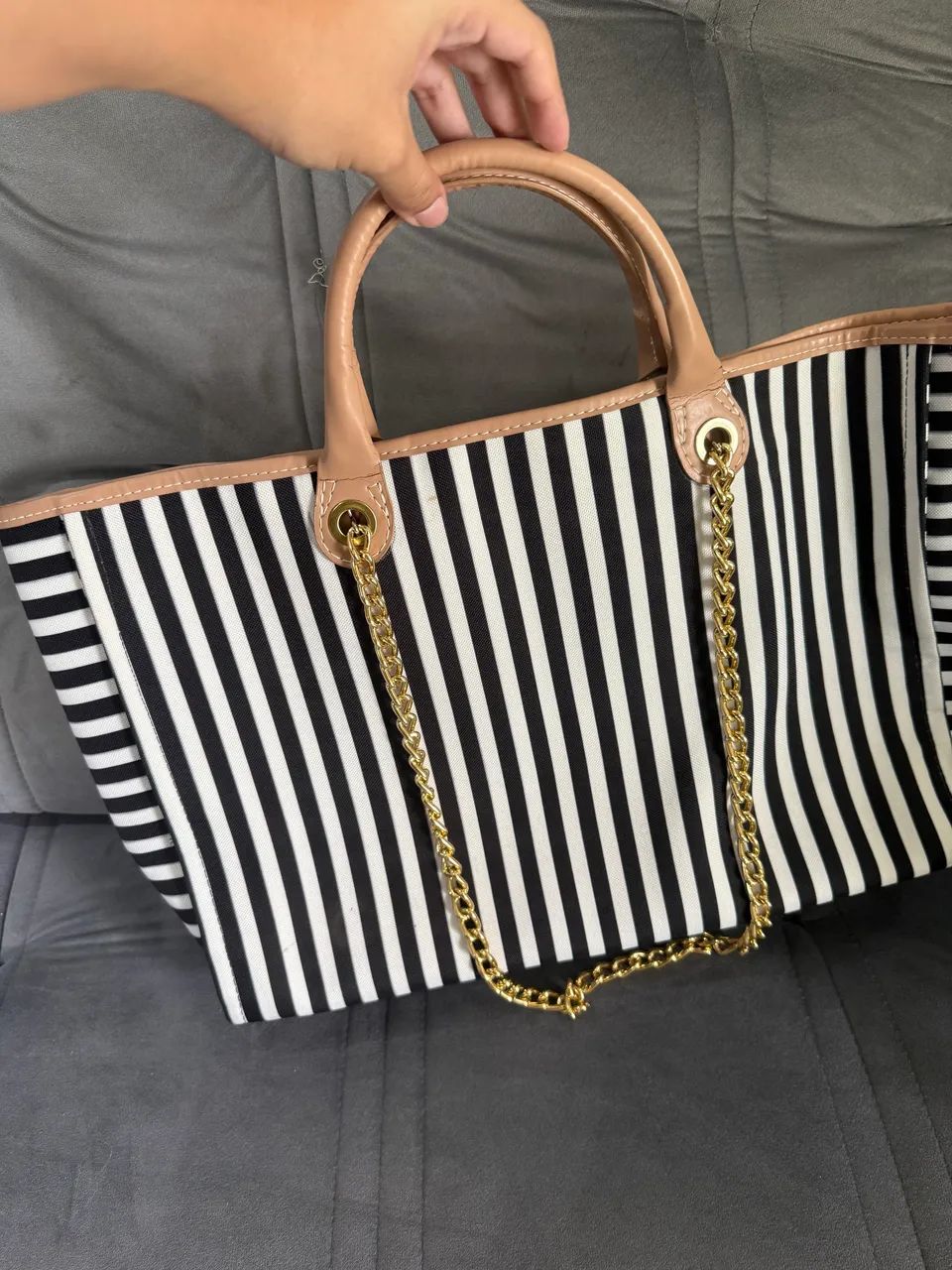 bolsa indaiá listrada preta e branca - Foto 3
