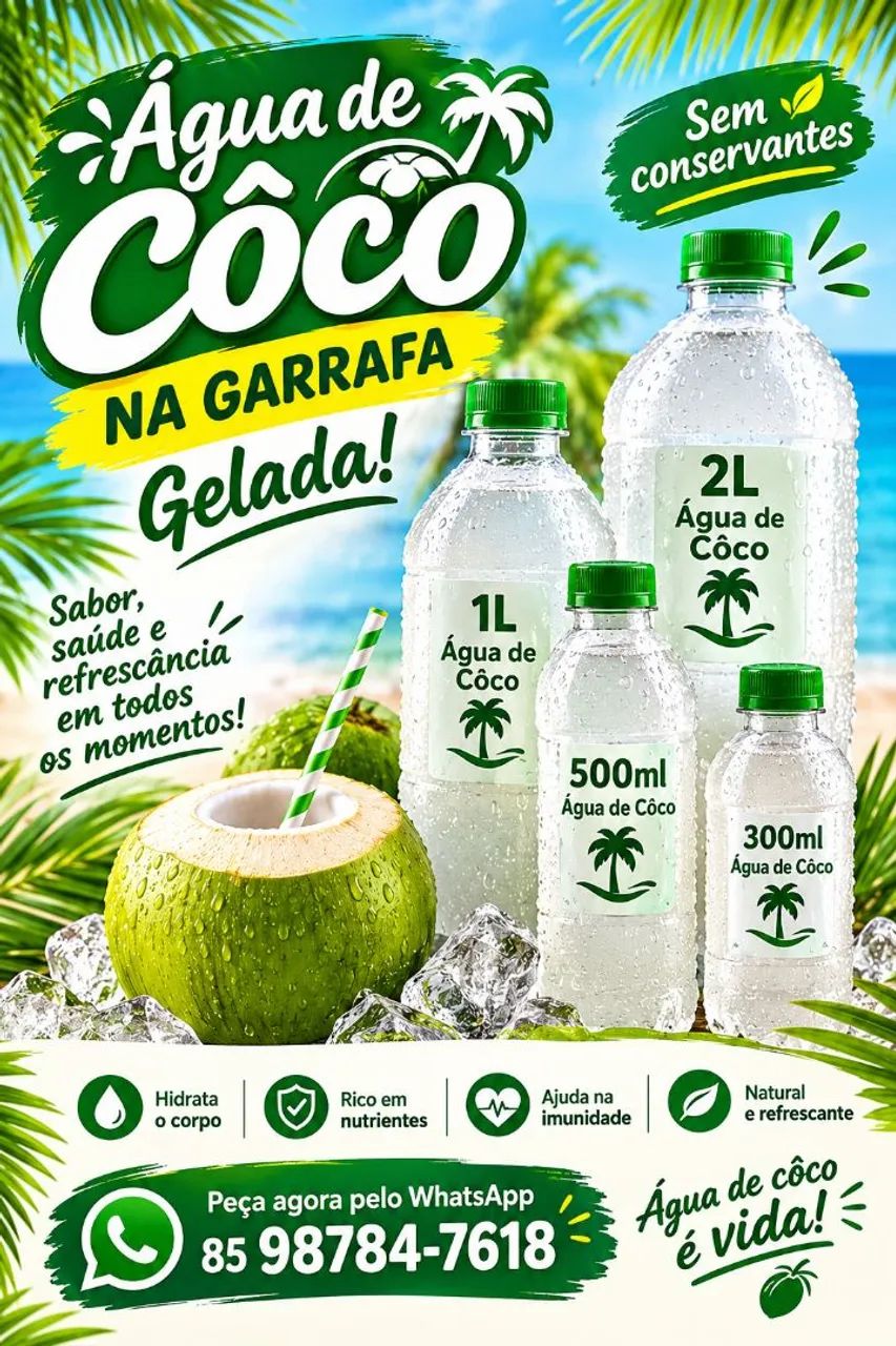 Água de côco na garrafa 