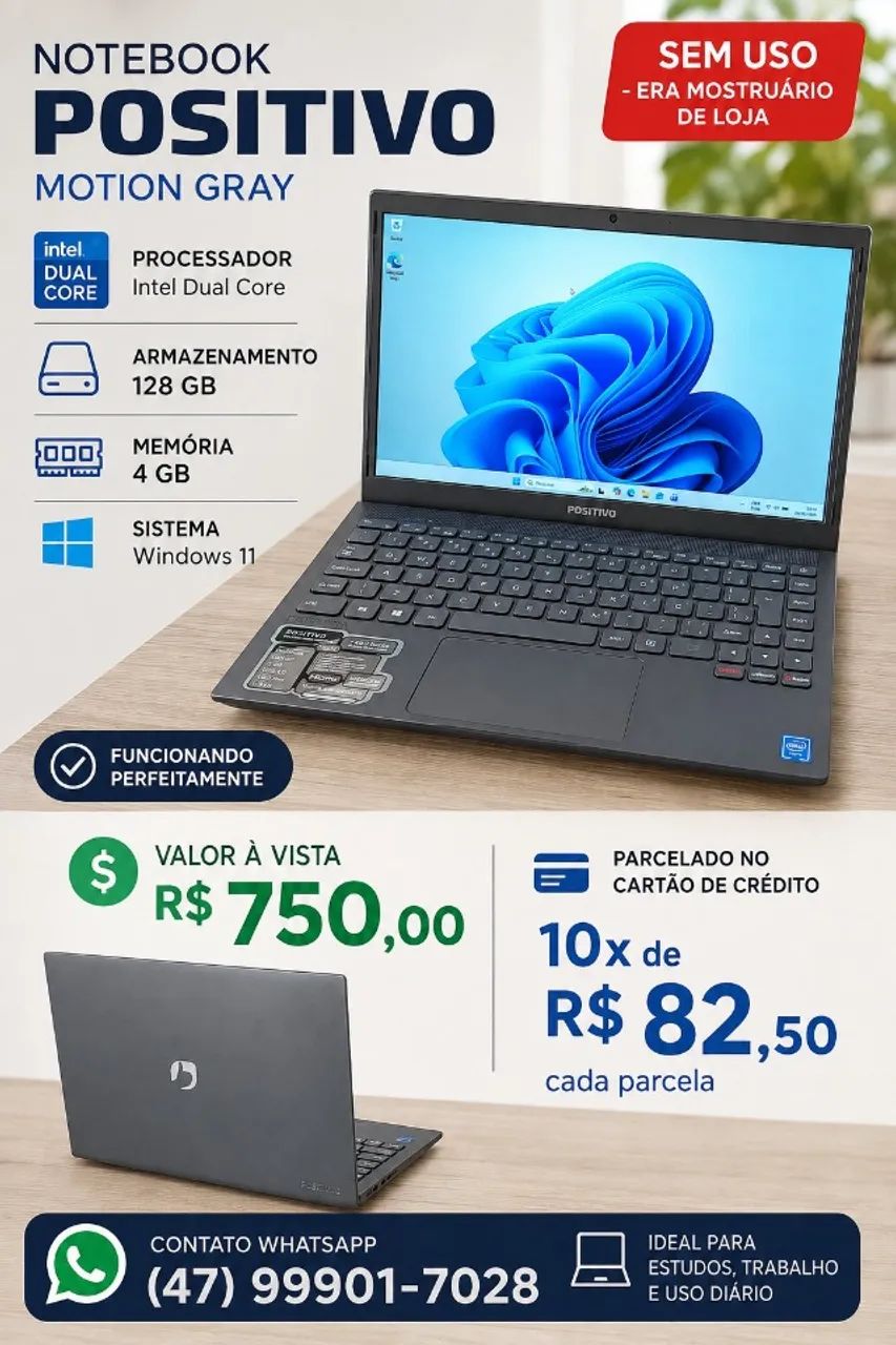 Notebook Positivo - Motion Gray C4128E - SEM USO