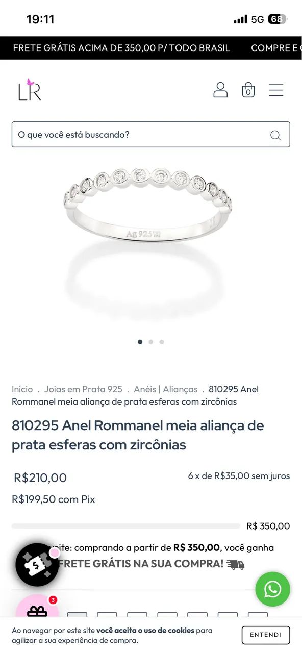 Anel e aliança de namoro Romanel 