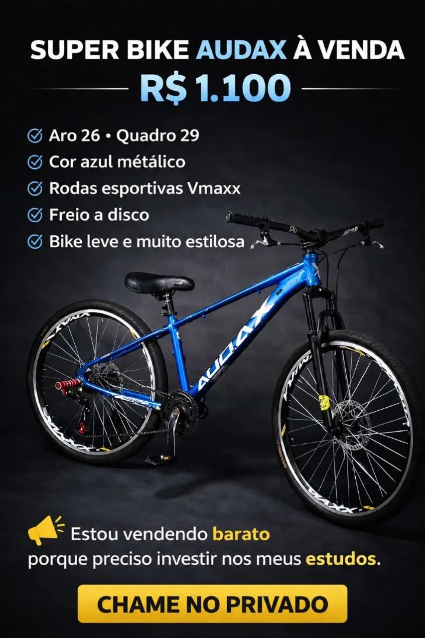 Bike Audax Aro 26/29 Azul - R$ 1.000 (Freio a Disco)