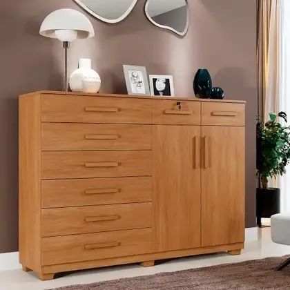 Comoda Paris Quarto Com 5 Gavetas E 1 Porta Ripada / pronta entrega 