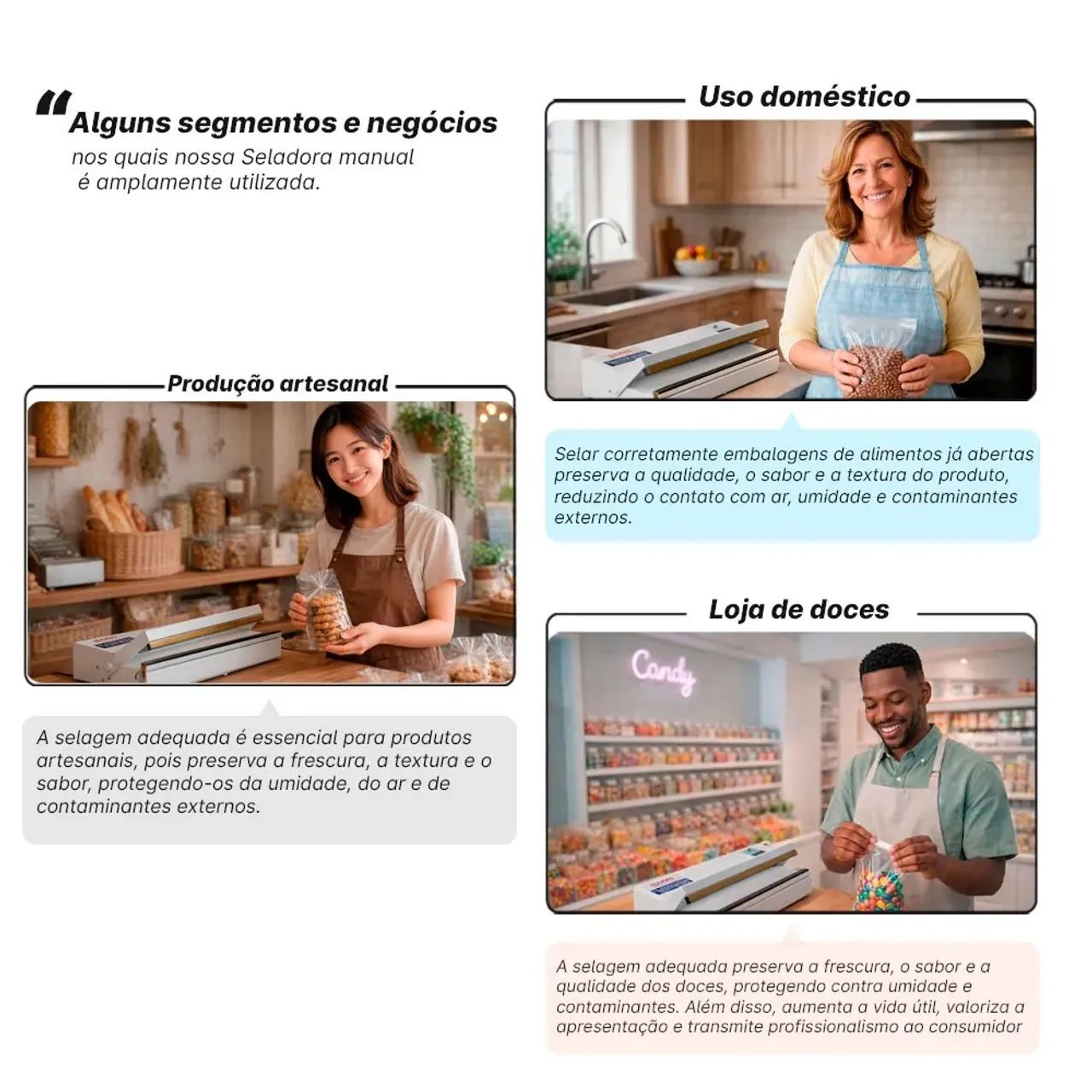 Seladora Manual Isamaq 40cm Sela e Corta Embalagens Plásticas Bivolt - Foto 4