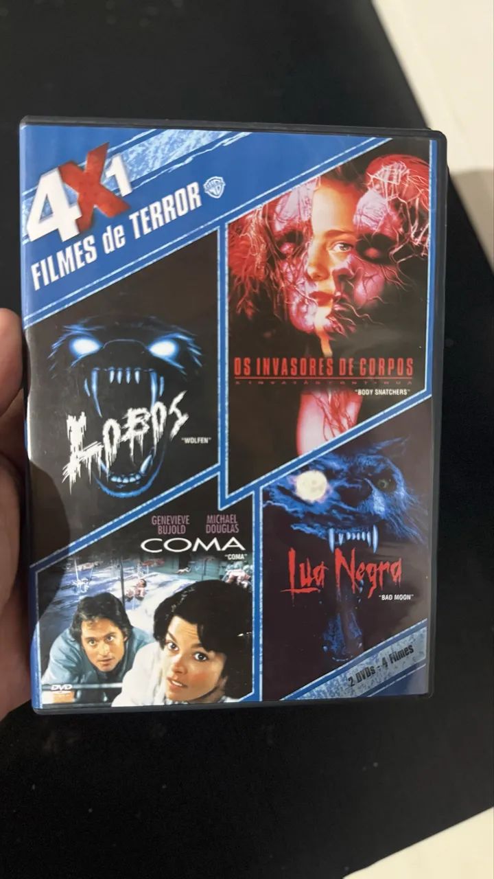 DVD 4 filmes de terror lobos, lua negra, coma e invasores de corpos