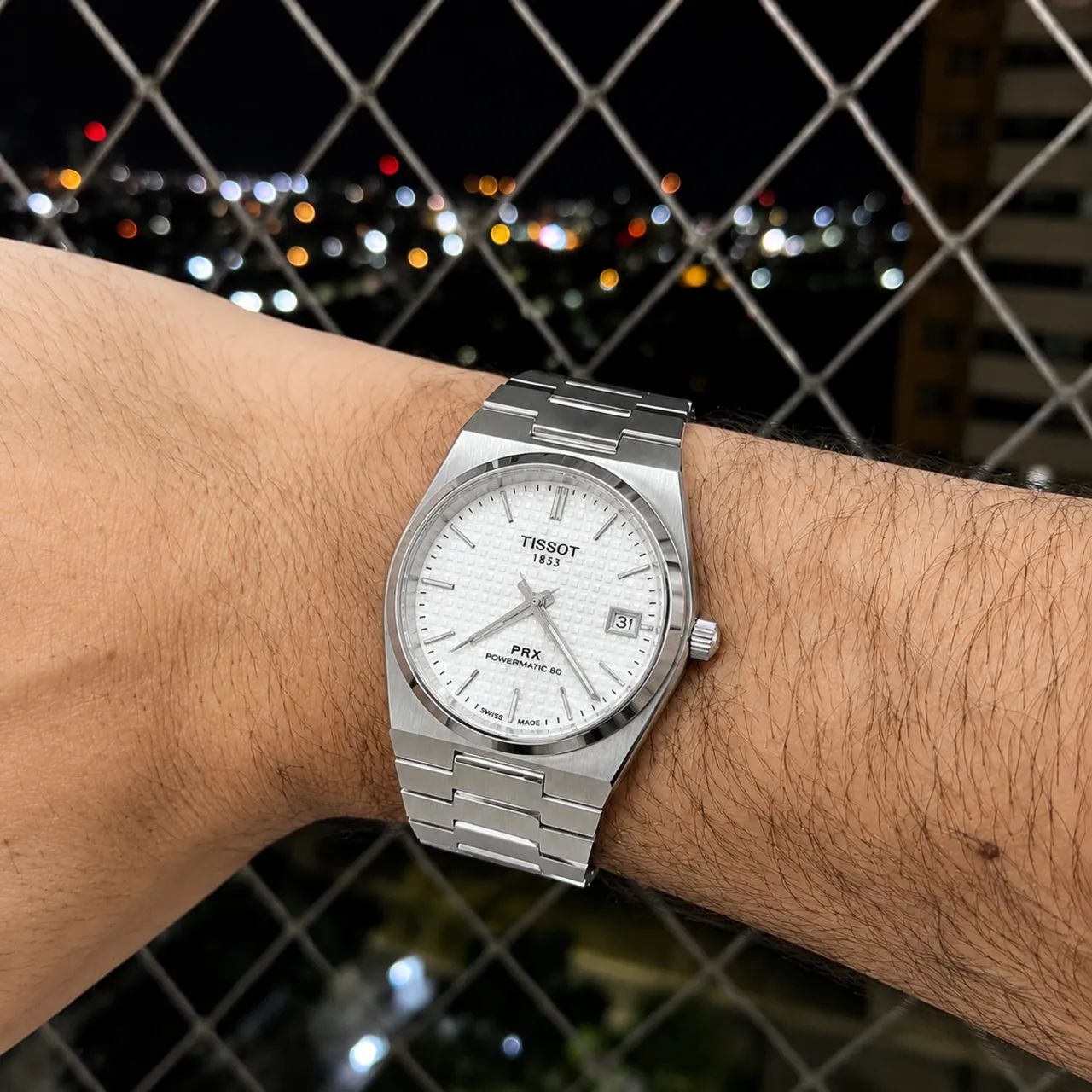 Tissot PRX 35mm Automático - Mostrador Waffle Branco  - Foto 5