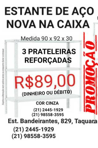 Estante (Nova) de Aço / Ferro 3 prateleiras R$89,00