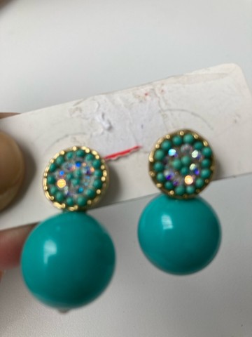 Brinco azul turquesa com brilho - Foto 2
