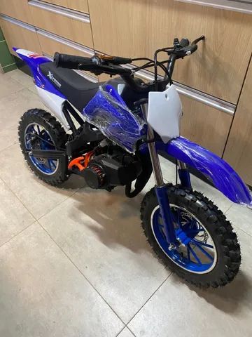 Mini Moto Criança Infantil Cross 49cc 2Tempo Gasolina Azul