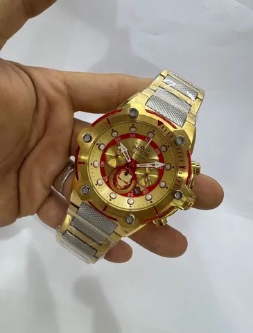 Relogio Invicta Iron Man Vemerlho e Dourado Novo