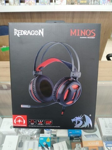 Headset Gamer Redragon Minos, 7.1 Virtual, Driver 50mm, USB, Preto e Vermelho