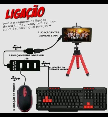 Kit Mobilador Completo Jogar Free Fire P/ Celular Led Rgb