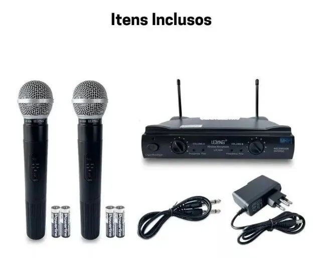 Microfone Duplo Sem Fio UHF Wireless Profissional Le 906 - Lelong - Ideal para Karaoke  - Foto 3