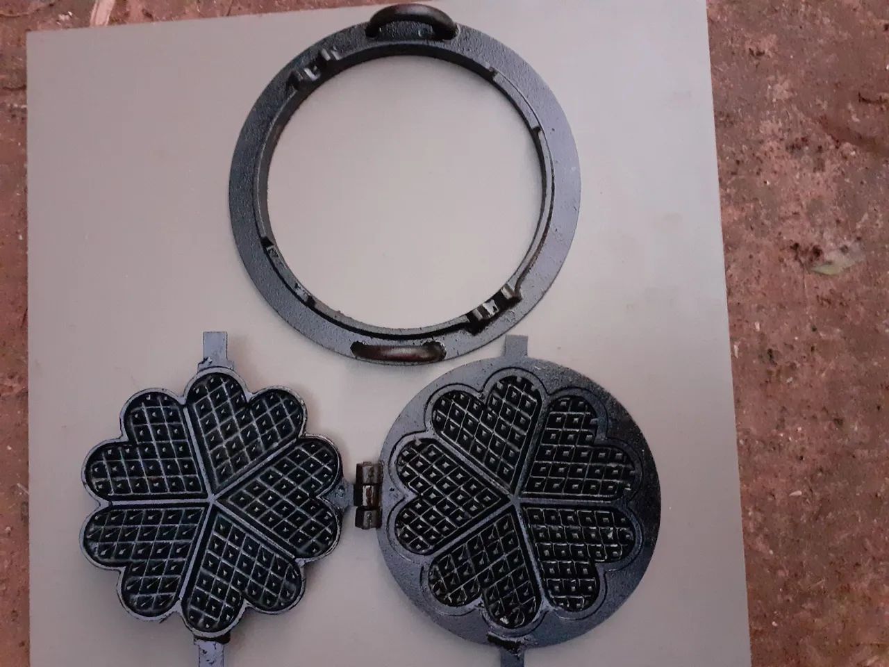 Antigo Waffel Maker - Ferro Fundido - Foto 4