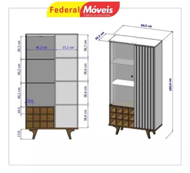 Cristaleira 1 Porta de vidro e Adega de para Vinhos Novo Pronta Entrega  - Foto 2