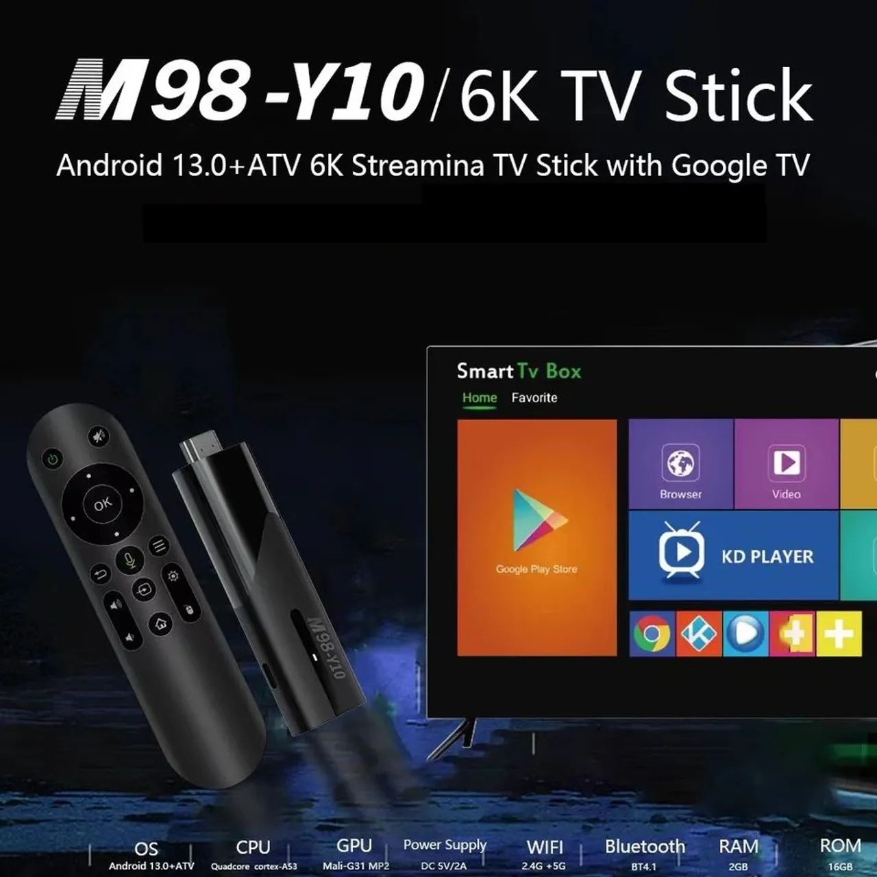 Mini TV Stick, Android 13, Quad Core, BT5.2, Controle Por Voz - Foto 2