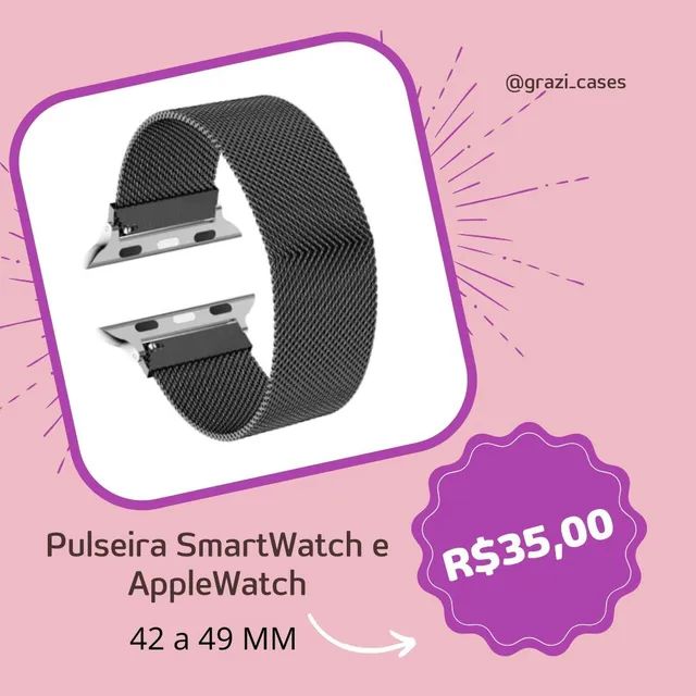 Pulseira Smartwatch e AppleWatch Aço Inoxidavel 