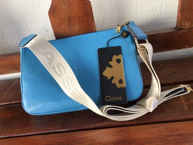 Bolsa Classe Couro Feminina Azul - Foto 2