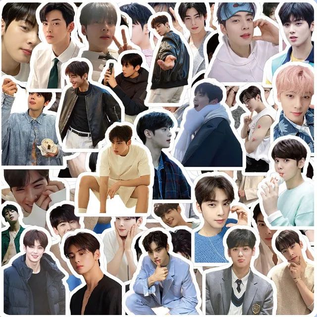 Kit 60 Adesivos de Cha Eun-woo - Autocolantes Pcs Peças Unidades K-Pop Kpop - Foto 2
