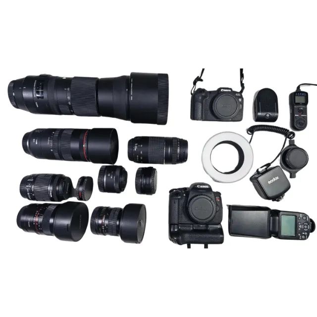 Kit Fotográfico Profissional Canon EOS R RP + EOS REBEL T5I + Lentes e Acessórios Canon