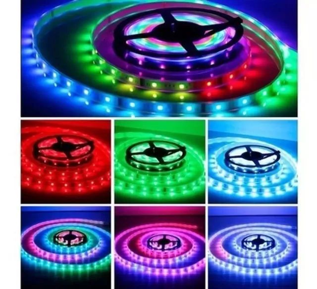 Fita  Faixa De Led Strip 5m 12w 5v C/controle Rgb5050 Coba - Foto 3