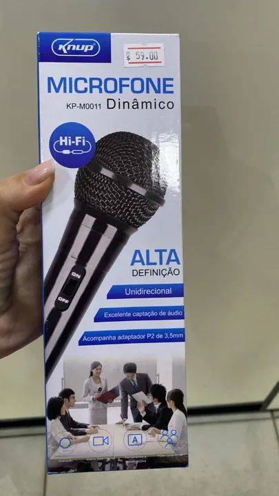 Microfone com fio knup kpm0011 com adaptador p2 Dinamico Loja Coimbra Computadores Entrega