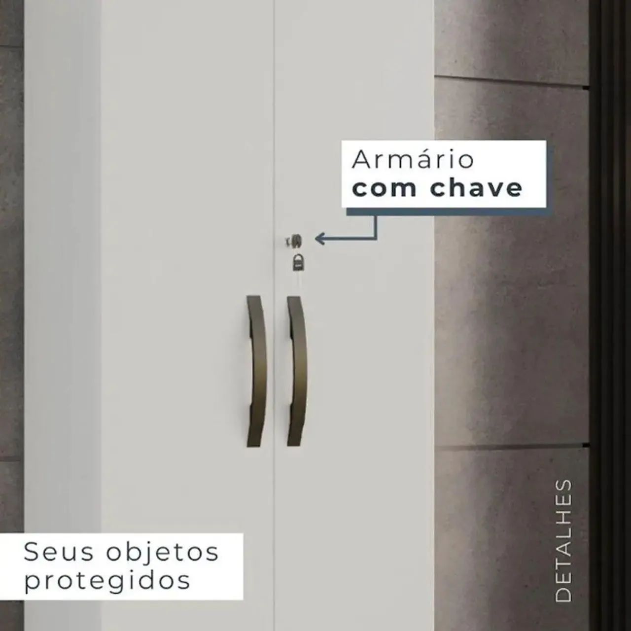Armário Multiuso Caio 2 Portas com Chave Branco - Chf - Foto 2