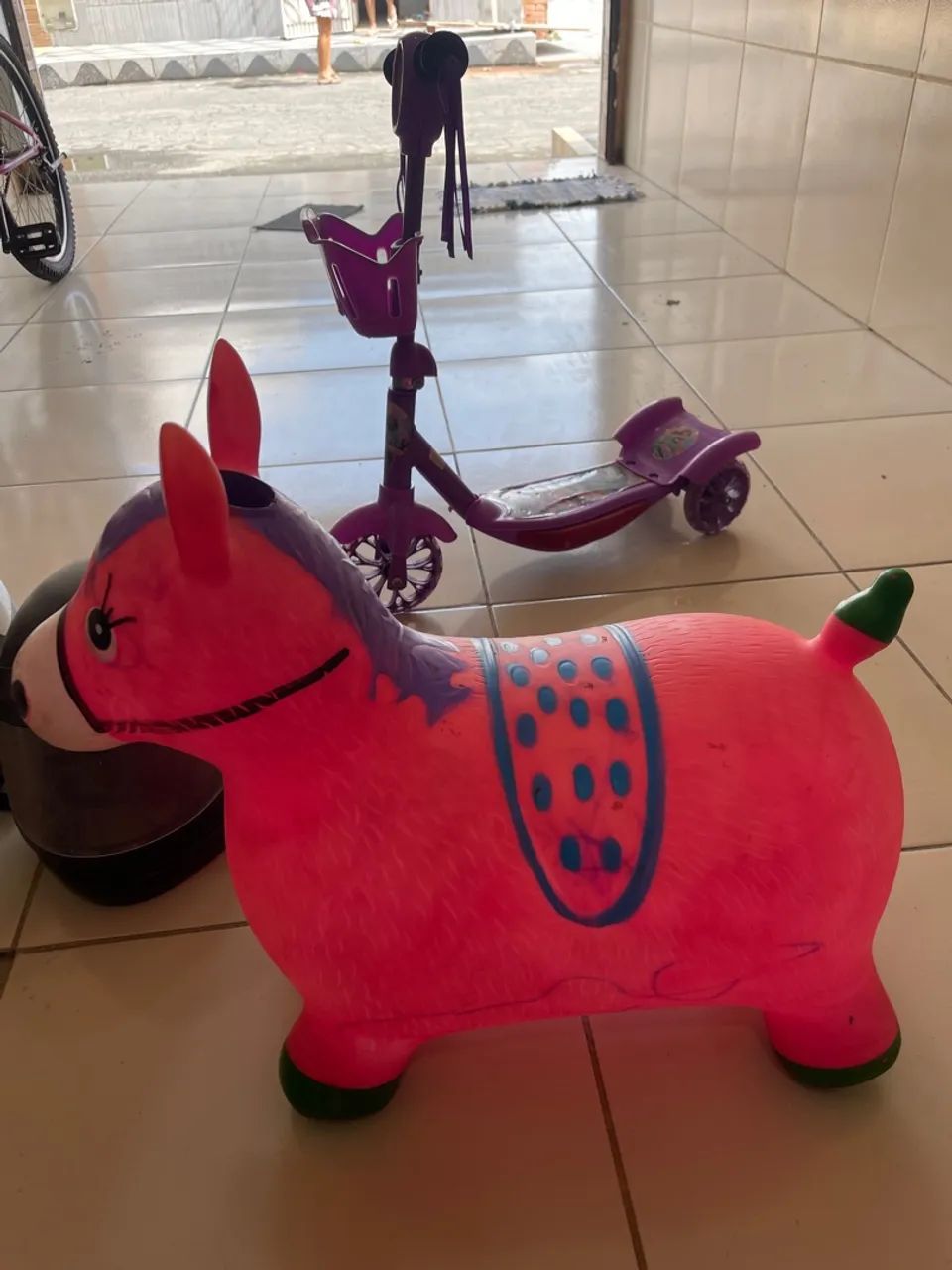 Cavalinho Pula Pula Infantil Inflável Rosa - Foto 2