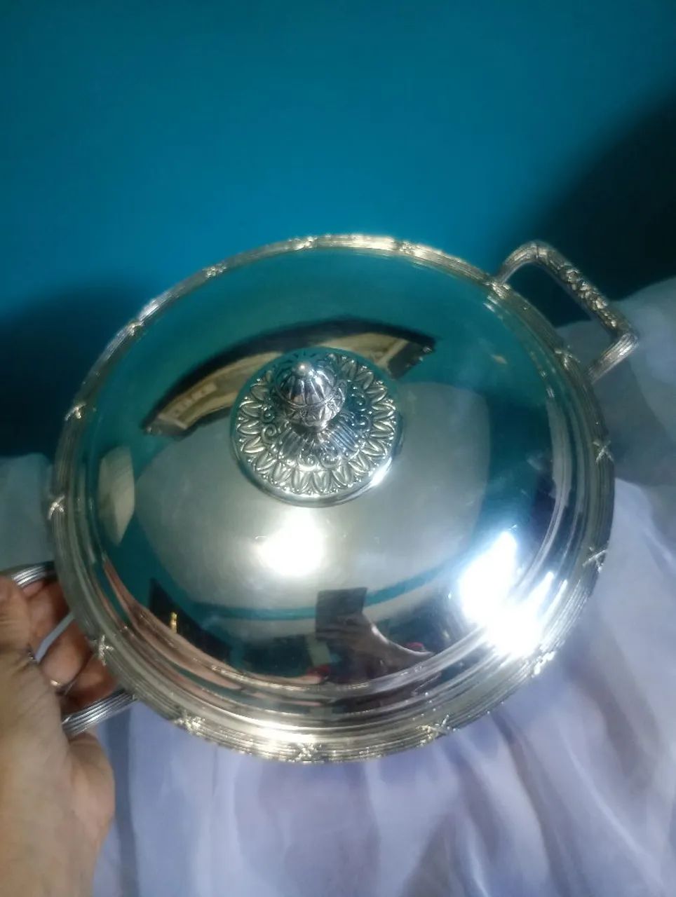 Antiga e imponente sopeira prata 90 Wolff  - Foto 3