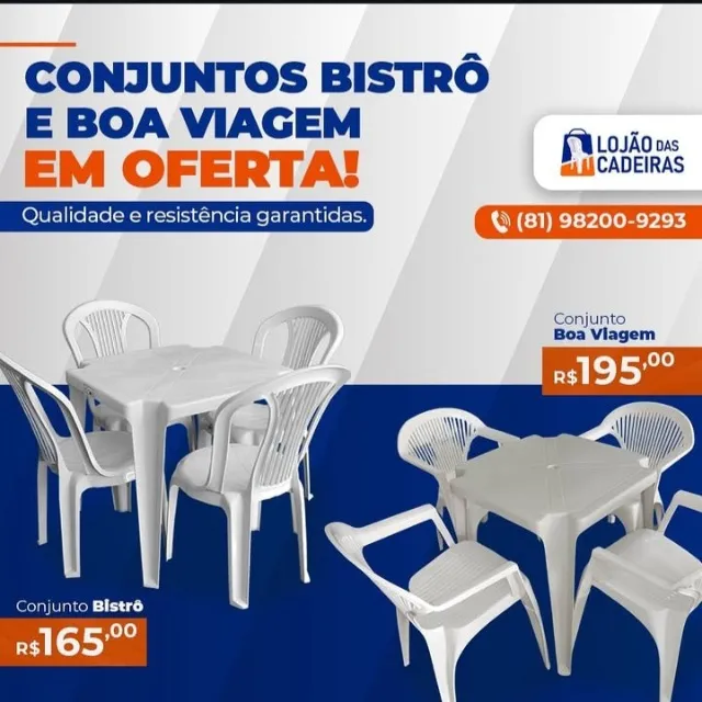 Mesas e Cadeiras Plásticas